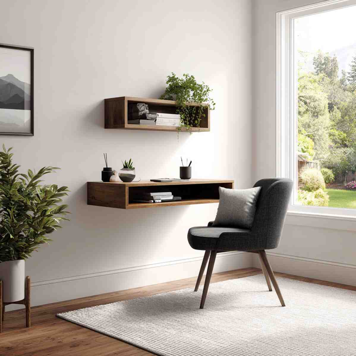 Wall-Mounted Desk with Accent Chair