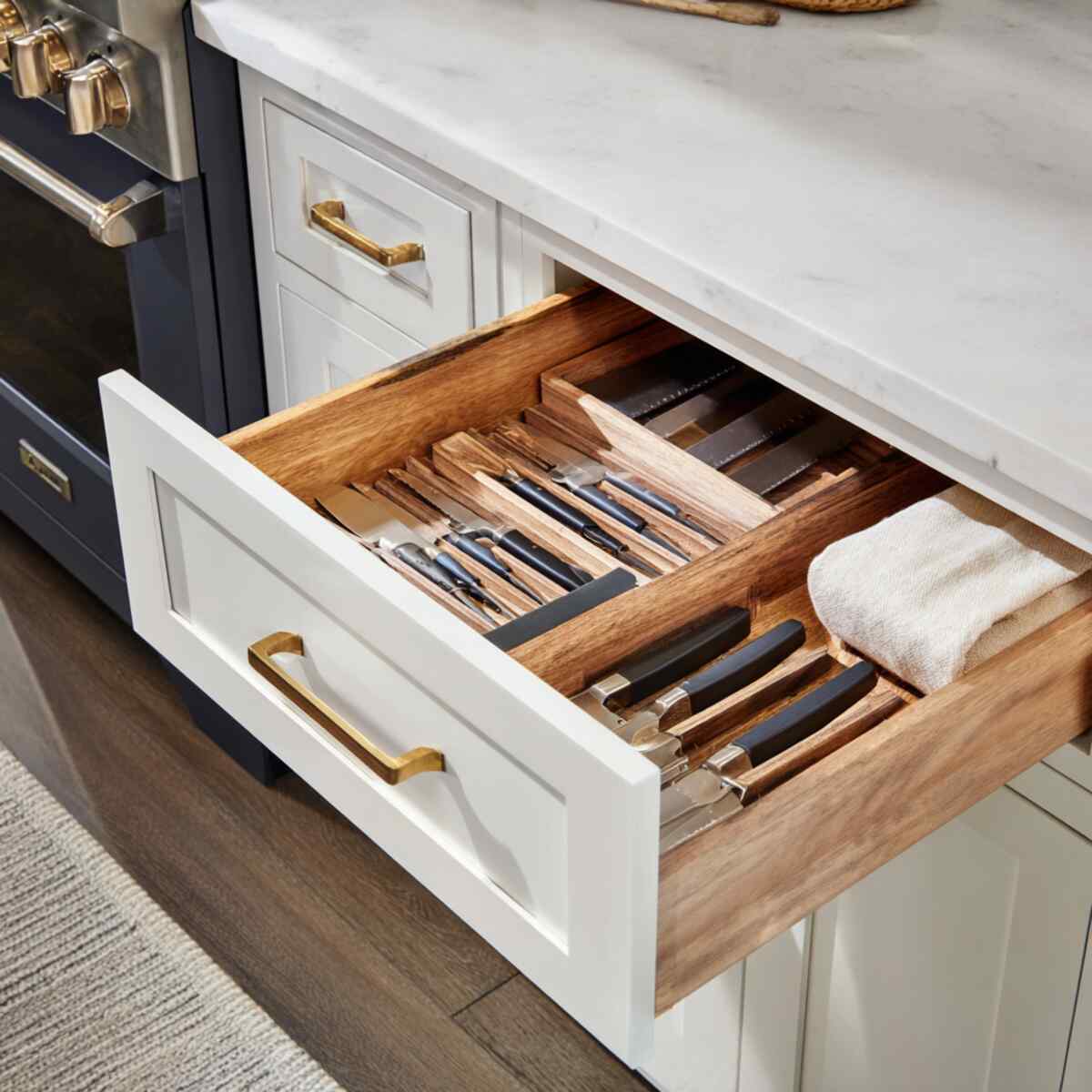 Drawer with Custom Knife Block Insert