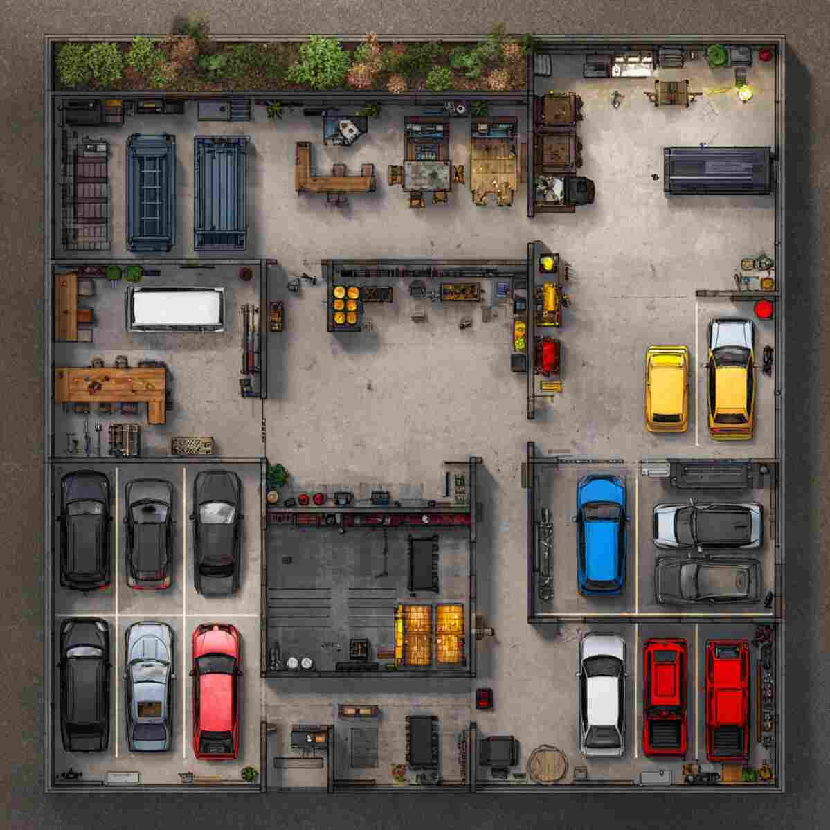 Workshop-Plus-Parking Combo Layout
