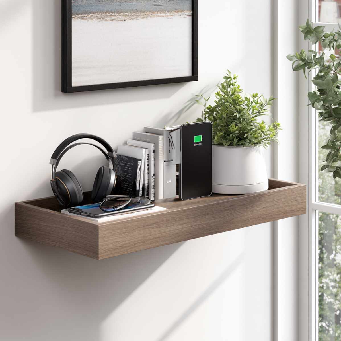 Floating Shelf with Charging Station