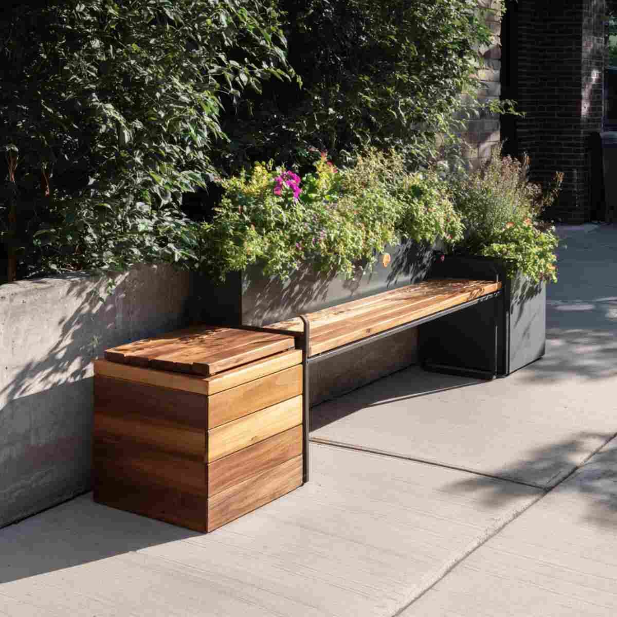 Modular Bench with Detachable Planter Boxes