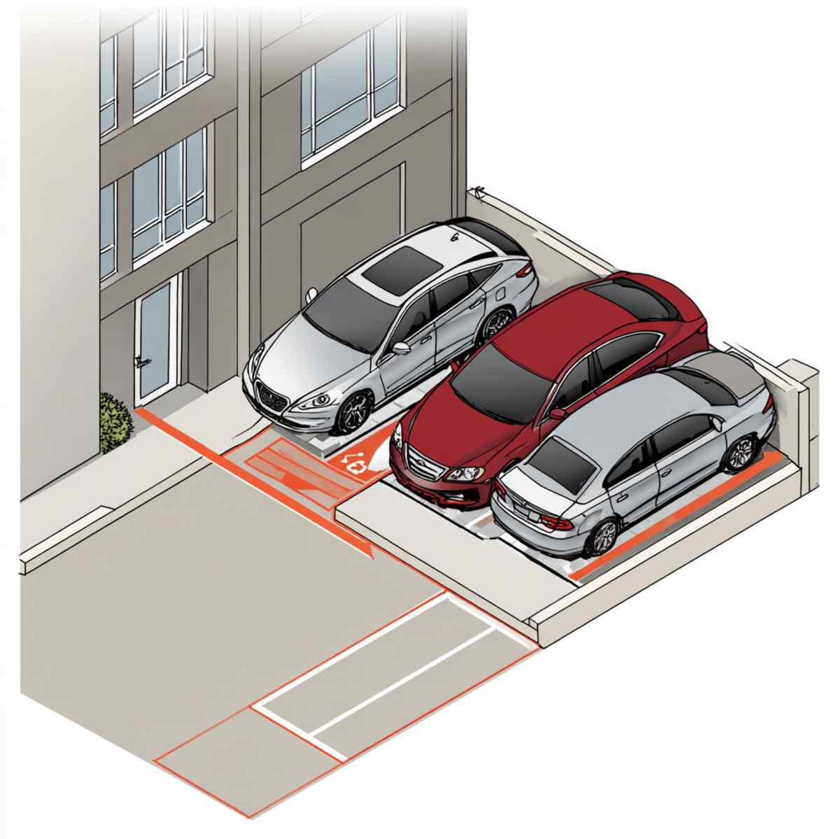 Side Offset Parking for Easier Door Opening
