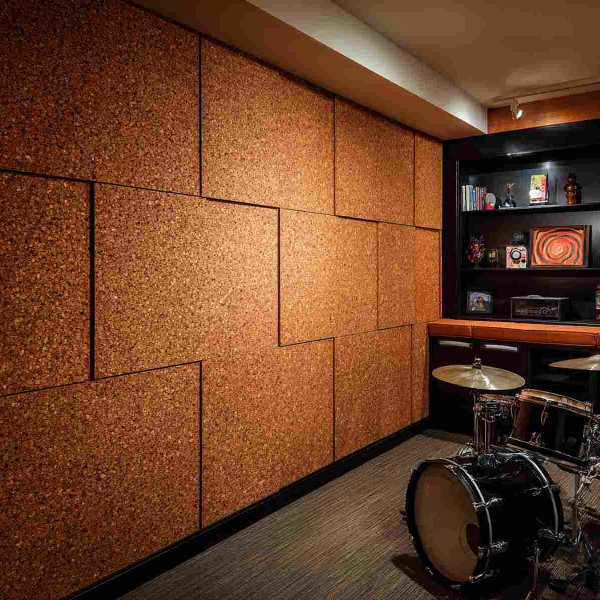 Cork Board Wall for Acoustic Treatment
