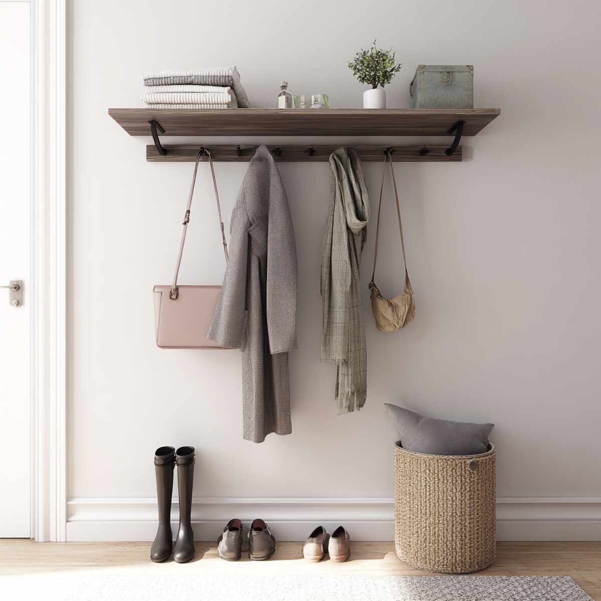 Floating Shelf with Coat Rack