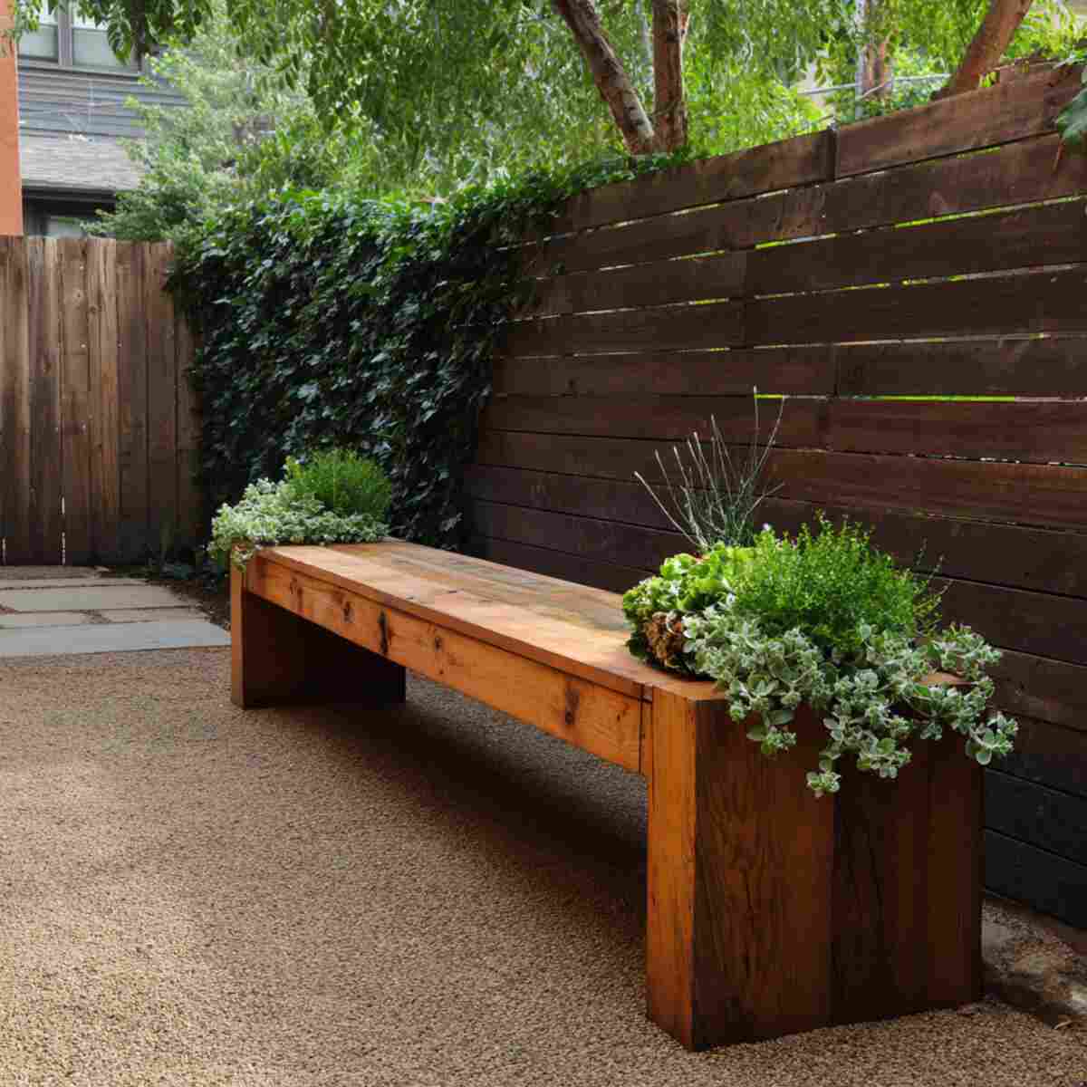 Backless Bench with Planter Ends