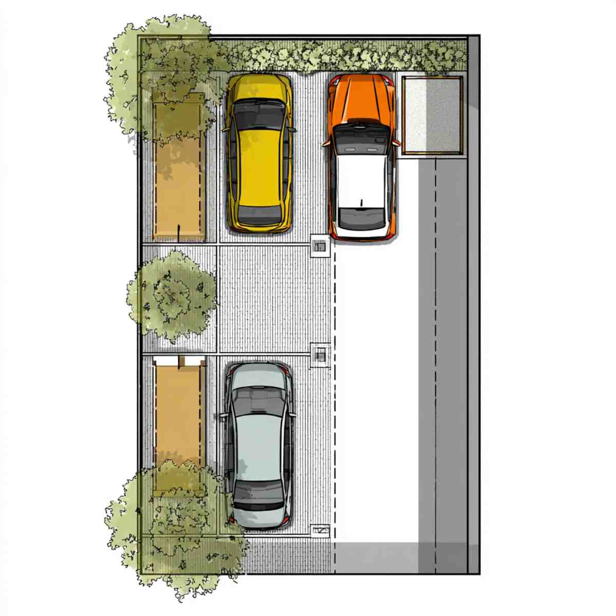 Corner Parking with Free Central Space