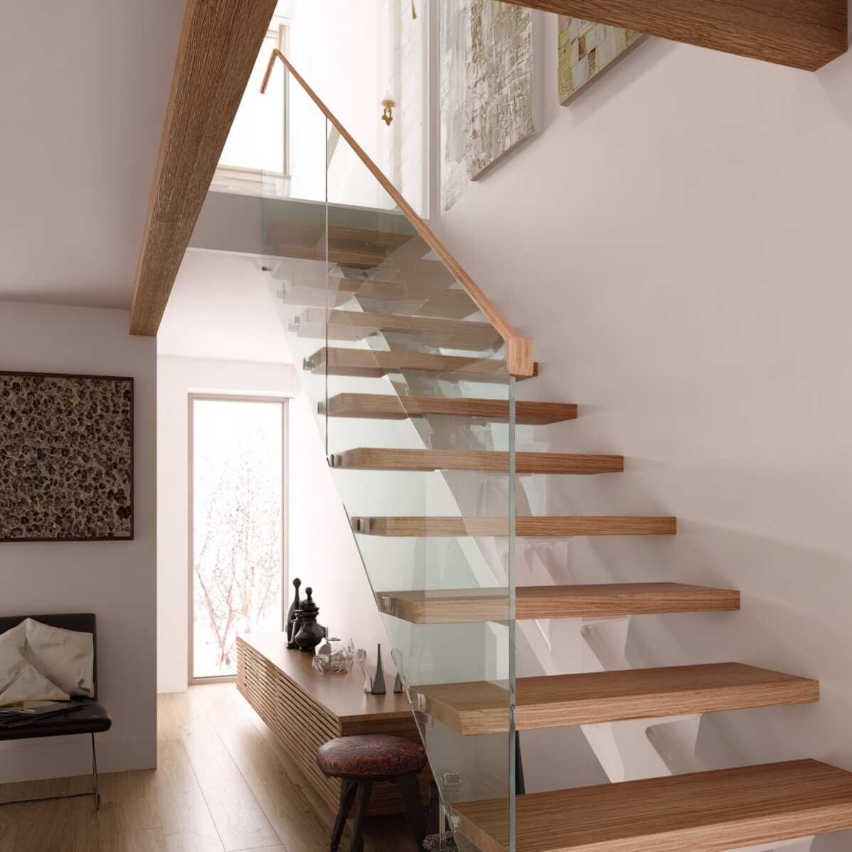 Glass Side Panels with Wooden Treads