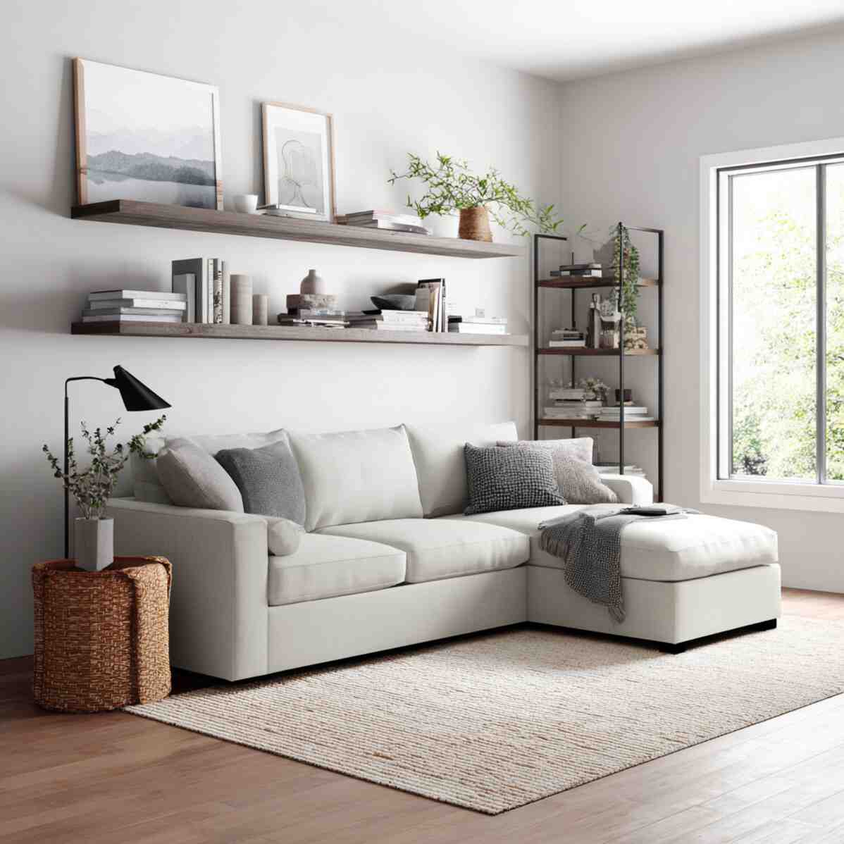 Low-Profile Sectional with Floating Shelves