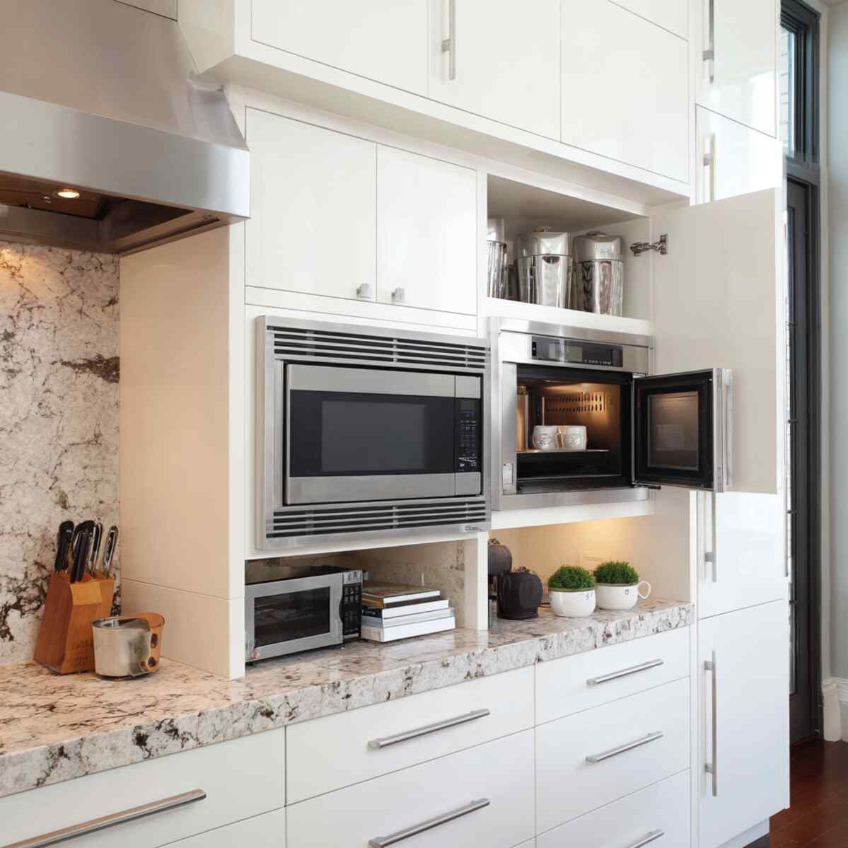Contemporary Flat-Panel Cabinet Microwave Slot