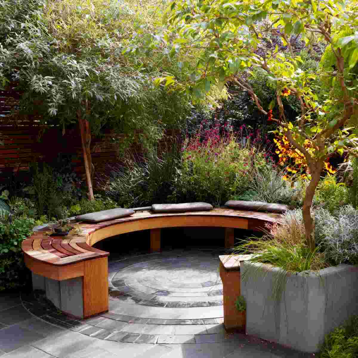 Circular Bench Surrounding a Large Planter

