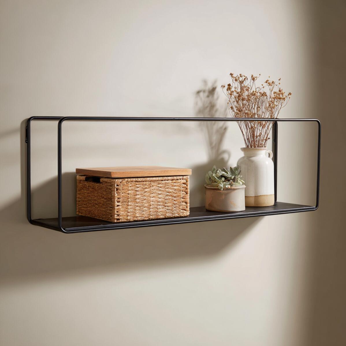 Narrow Black Metal Frame Shelf