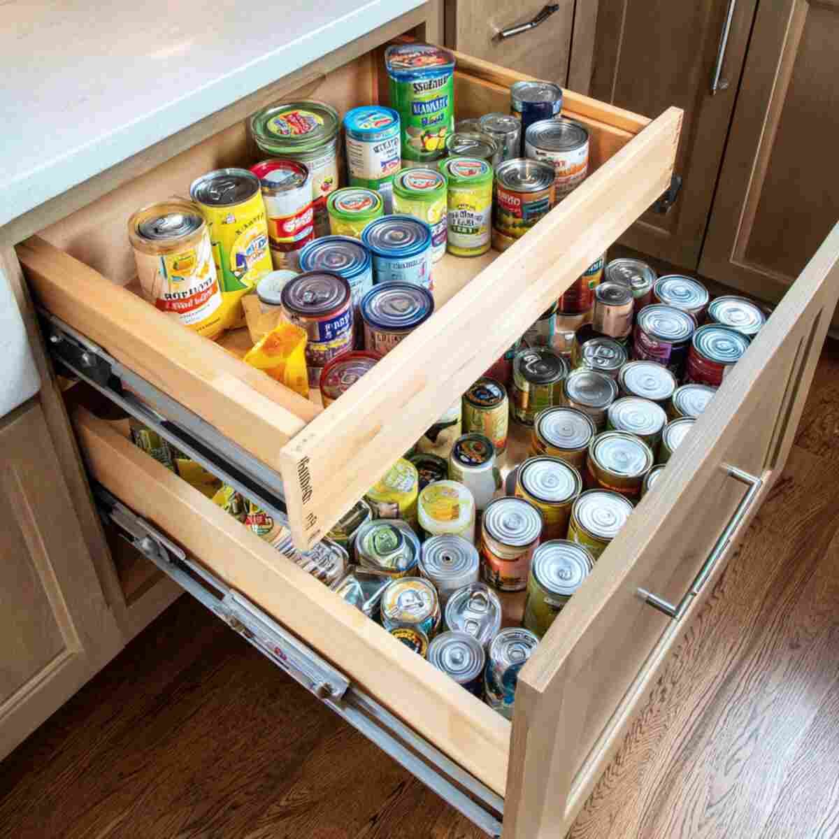 Pull-Out Pantry Drawer for Canned Goods