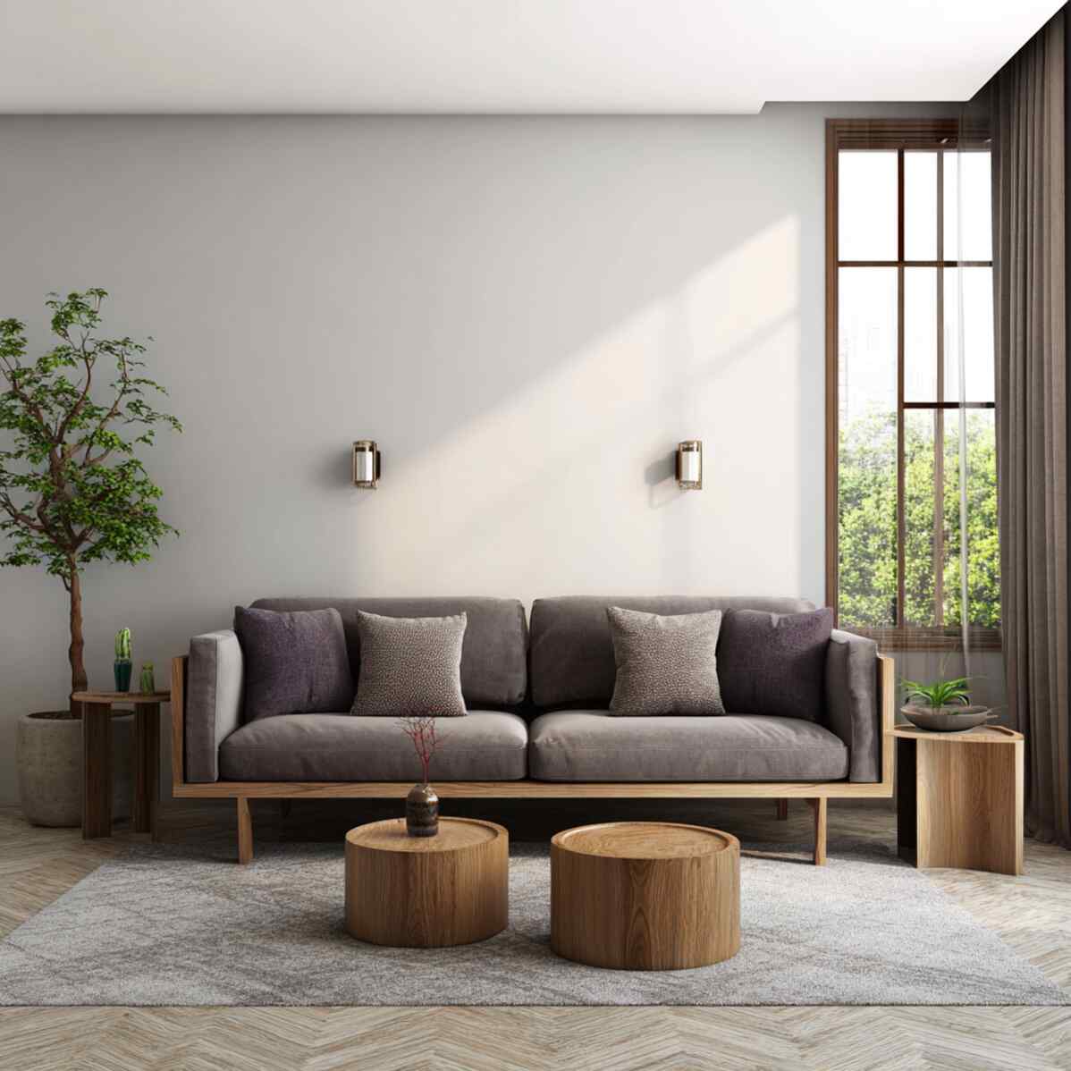 Sofa with Side Tables and No Coffee Table
