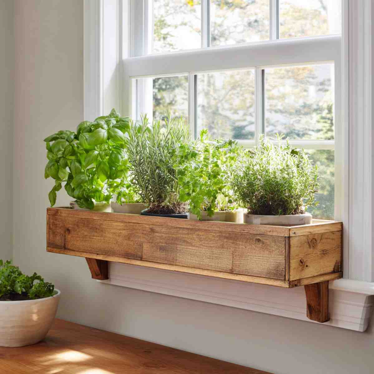 Wooden Window Box Planter
