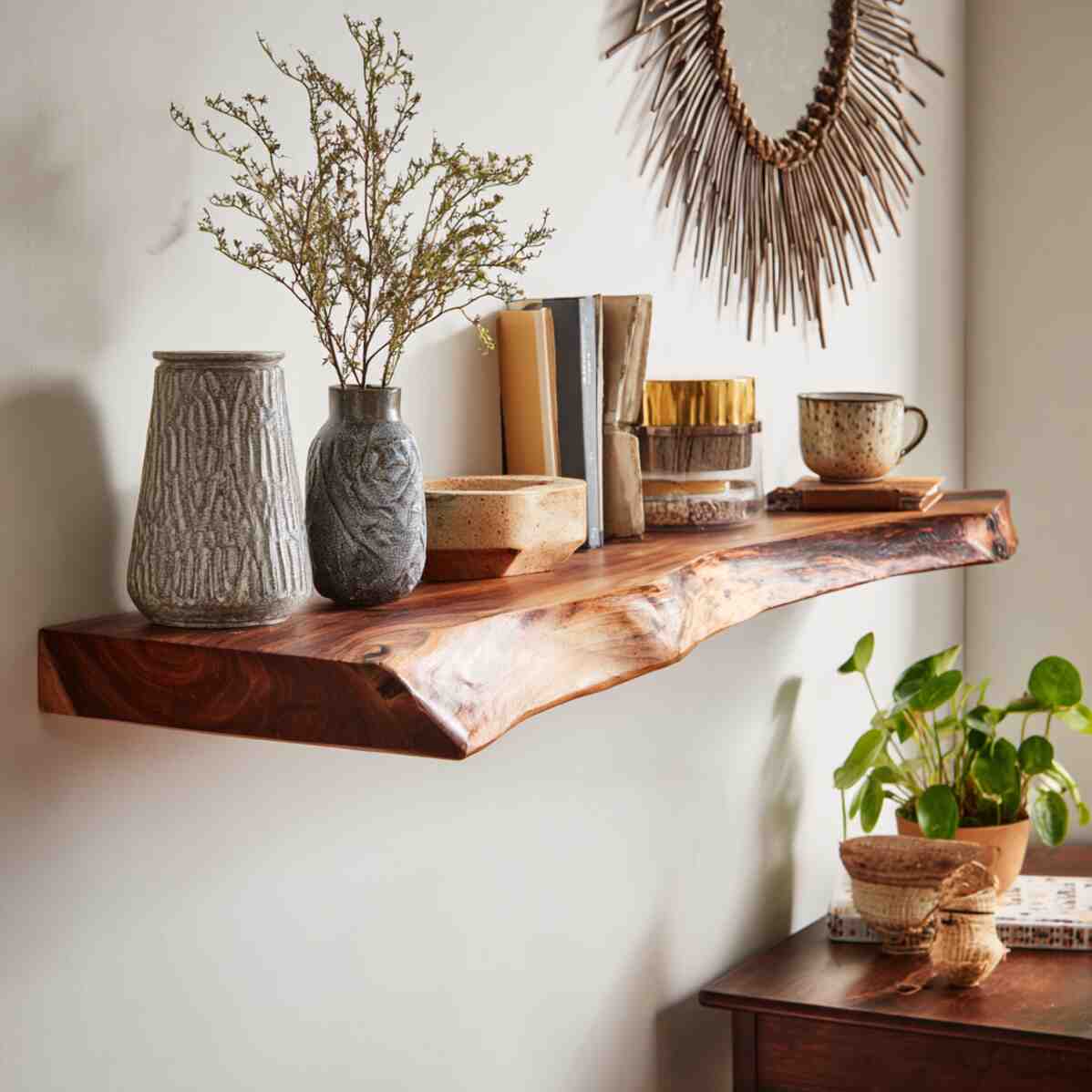 Live Edge Wood Floating Shelf