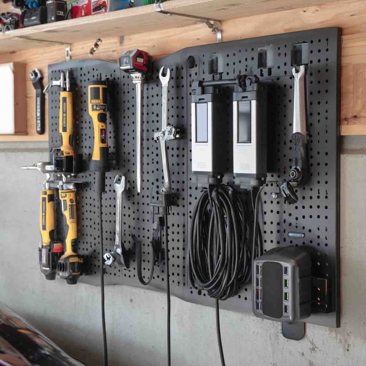 Magnetic Tool Wall with Integrated USB Ports