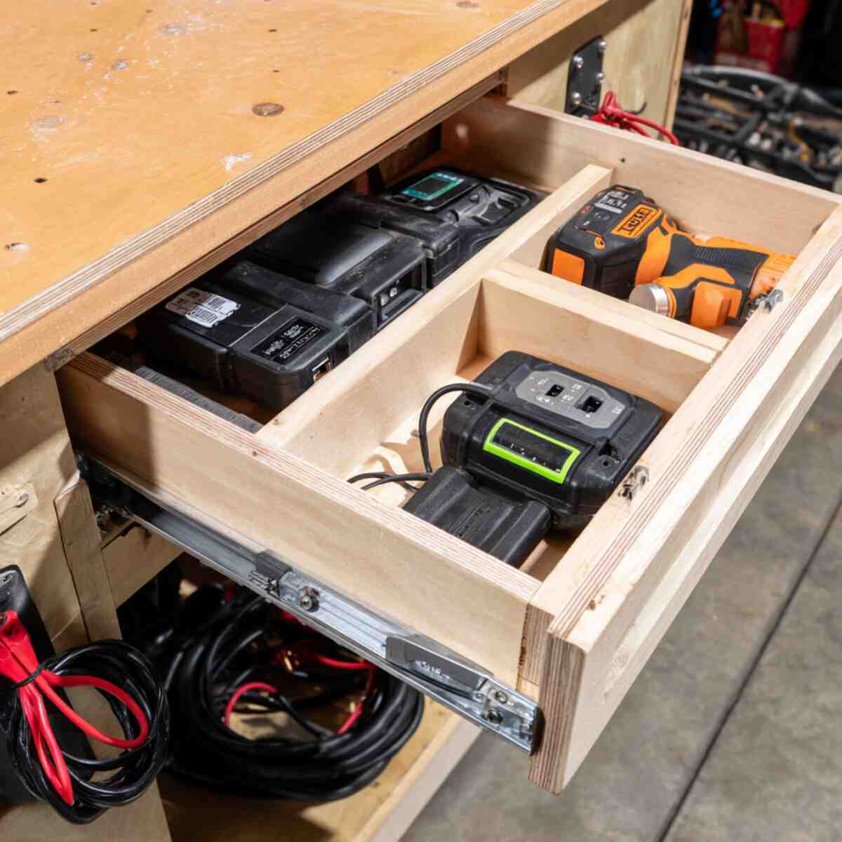 Charging Drawer Inside a Workbench