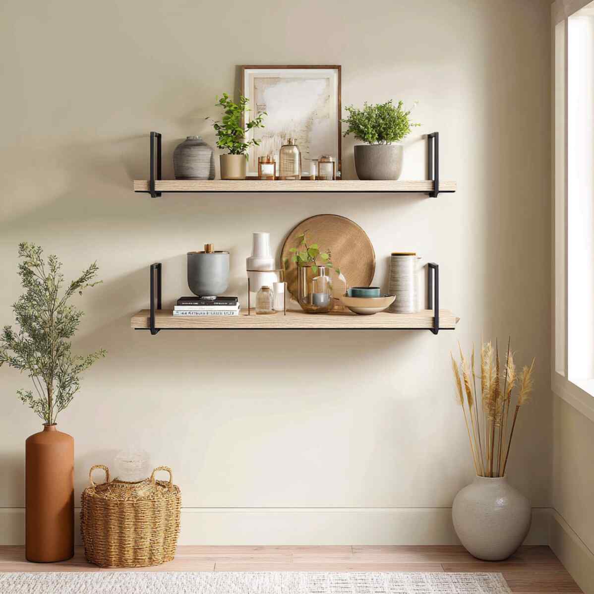 Double-Tiered Floating Shelves