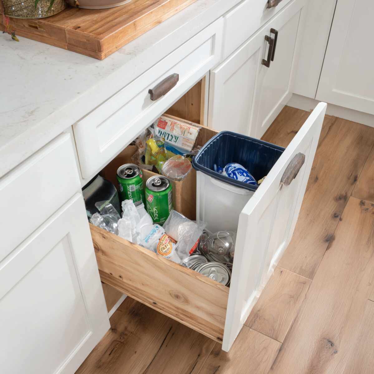 Hidden Trash and Recycling Bin Drawer
