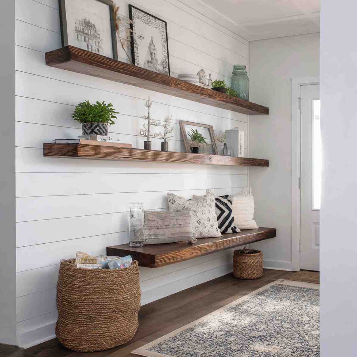 Shiplap with Floating Shelves