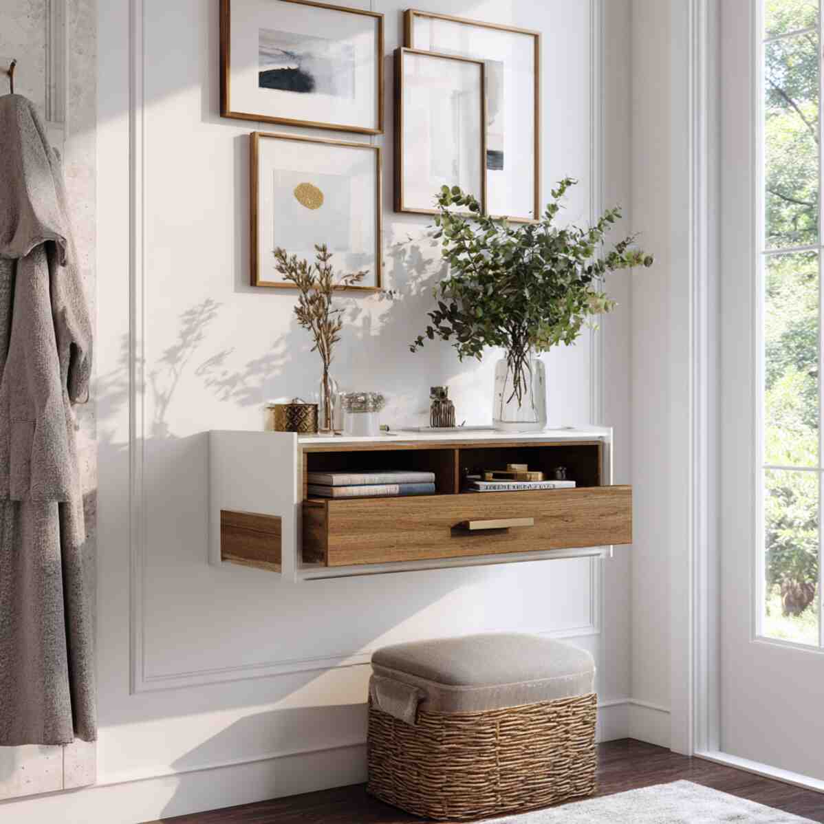 Floating Shelf with Built-In Drawer