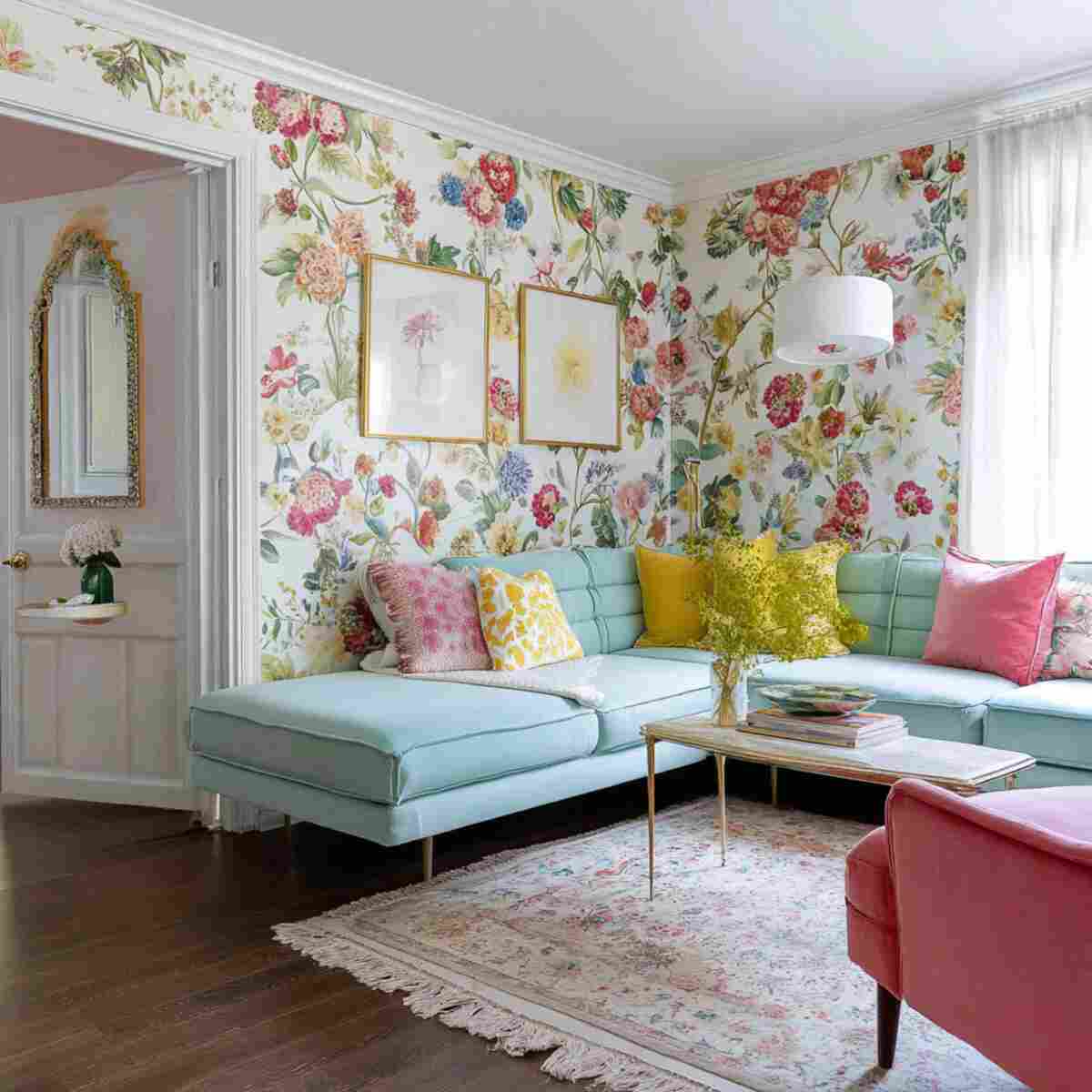 Floral Wallpaper Accent Wall