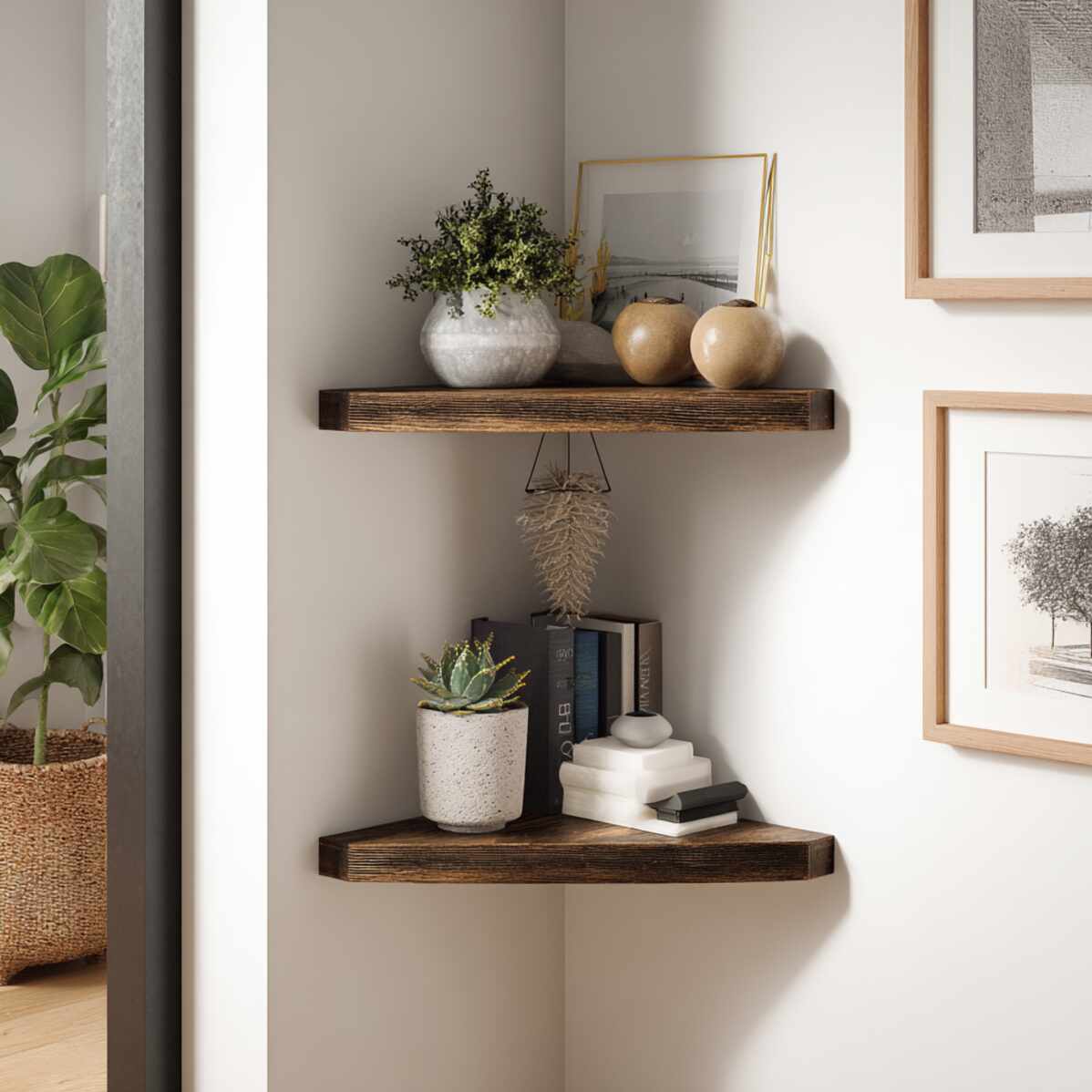 Corner Floating Shelf for Small Spaces