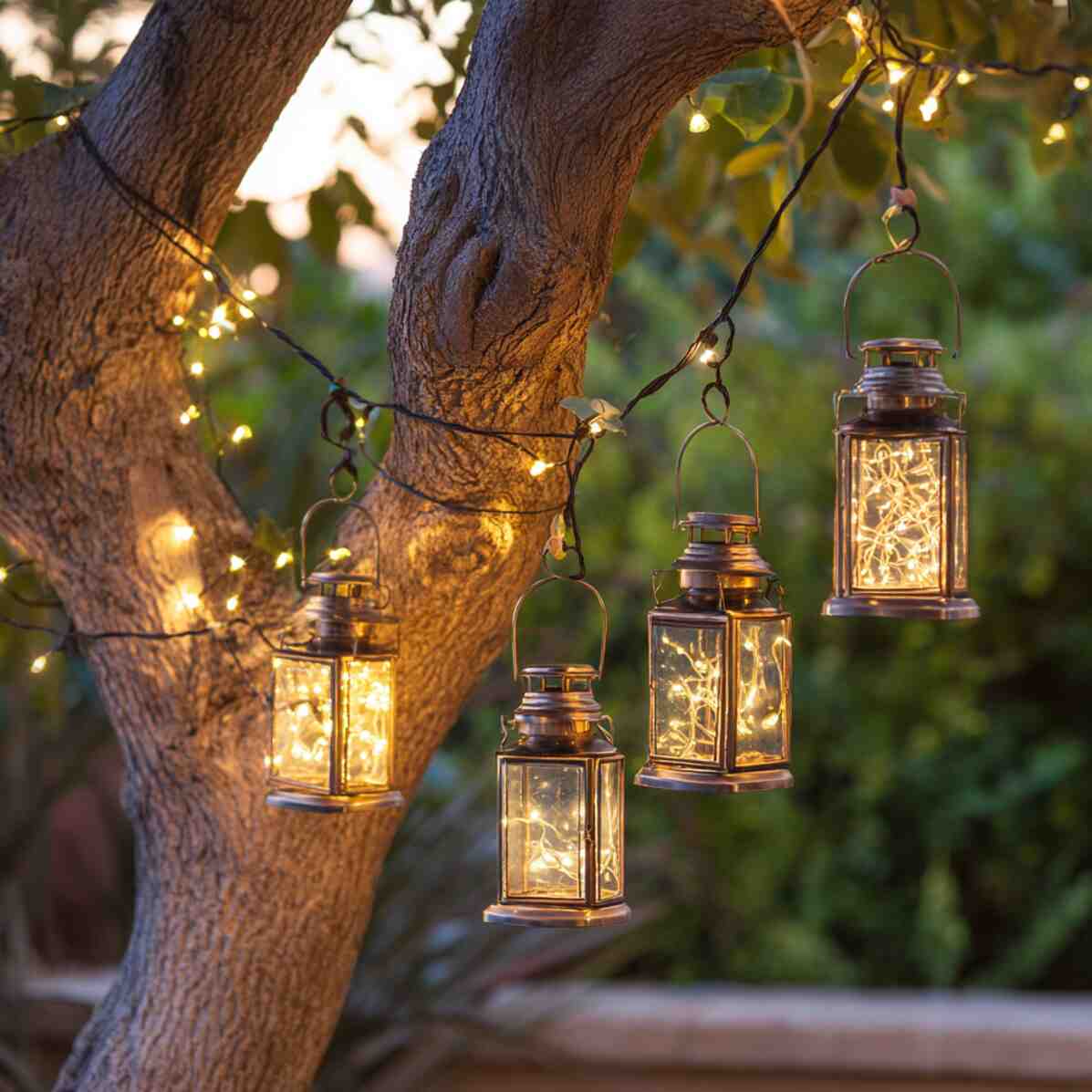 Hanging Lanterns with Fairy Lights