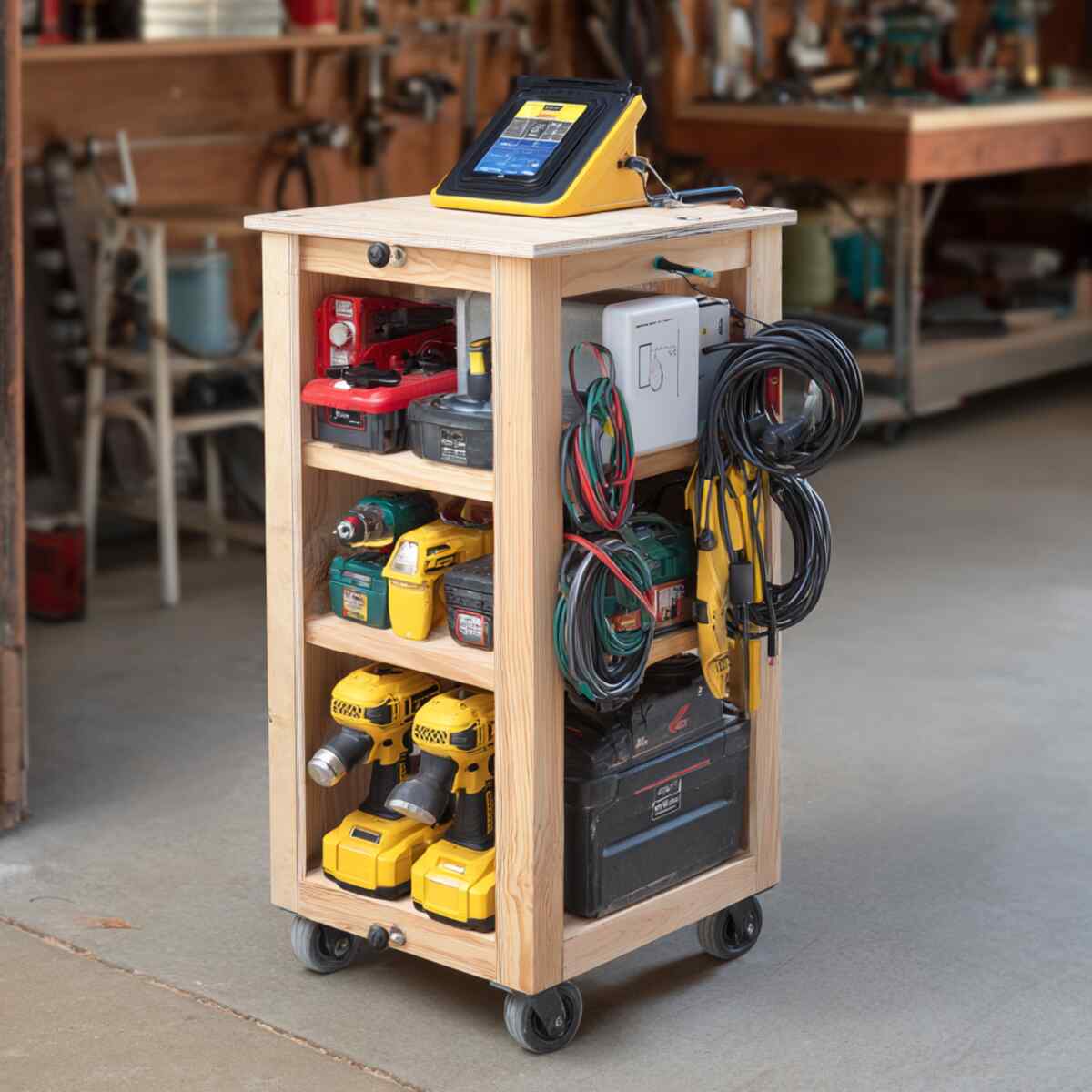Rolling Cart Charging Station for Portable Tools