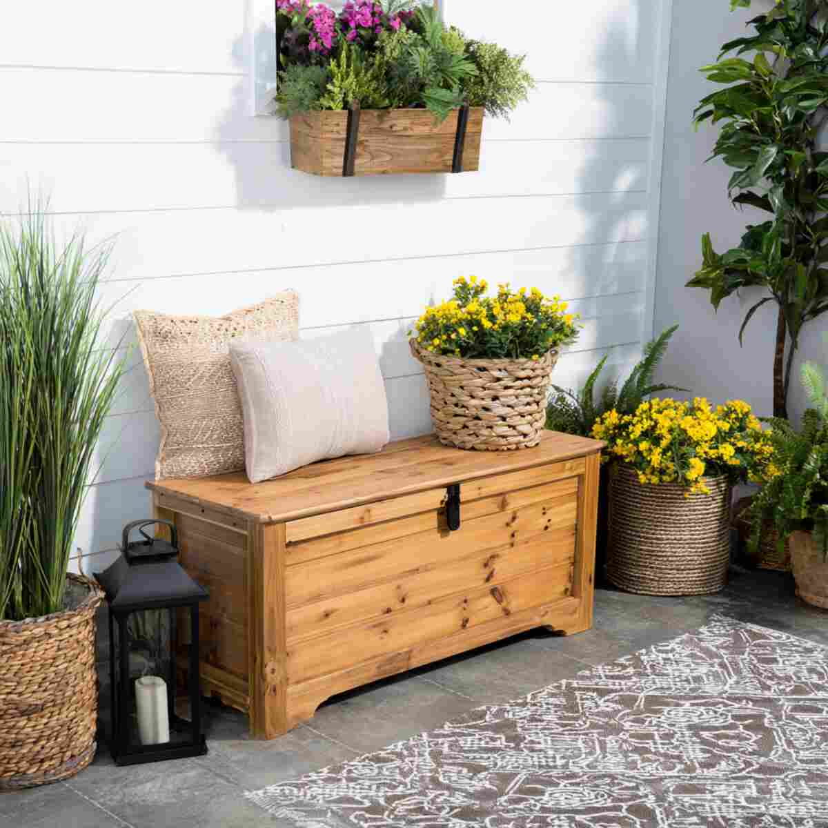 Storage Bench with Top Planter Lid