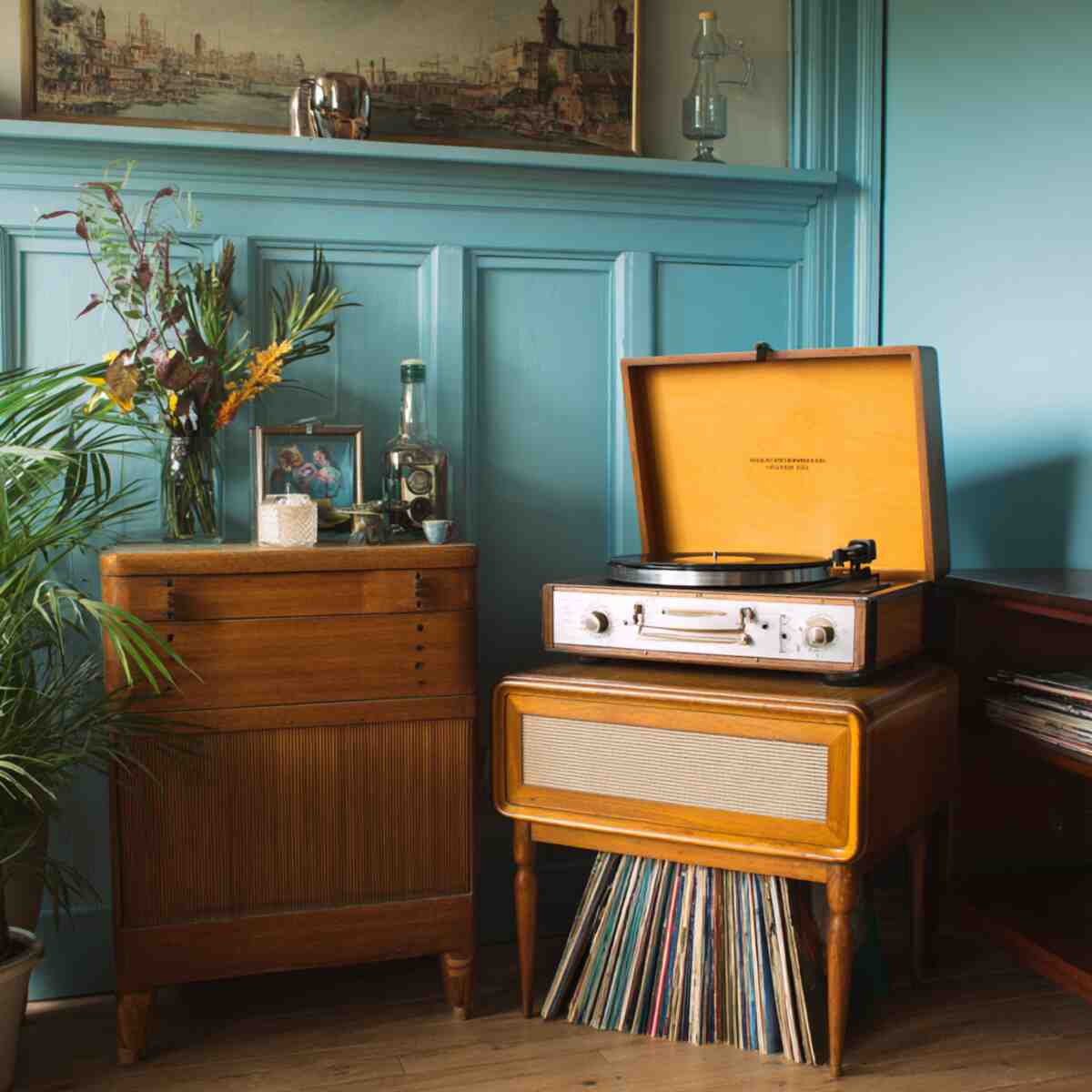 Vintage Record Player Setup