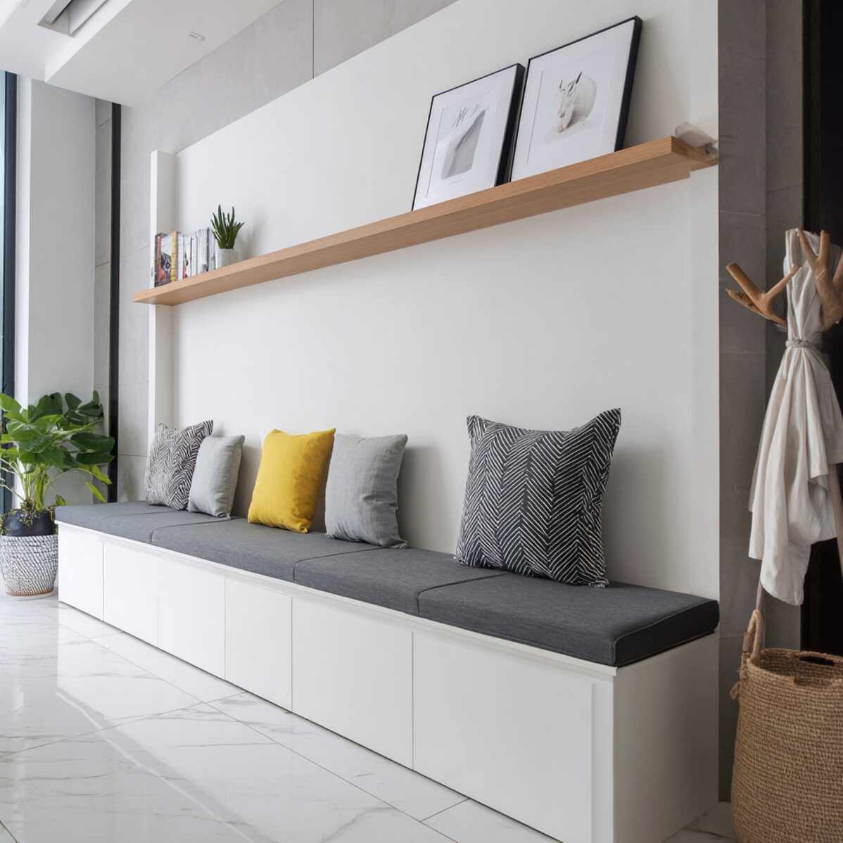 Bench Seating Against the Wall
