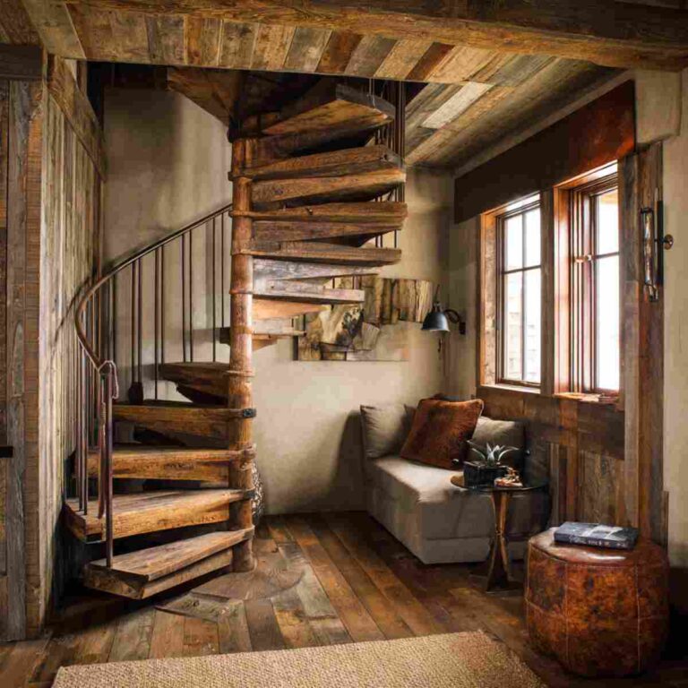 Rustic Spiral Staircase: Charm and Craftsmanship in Home Design