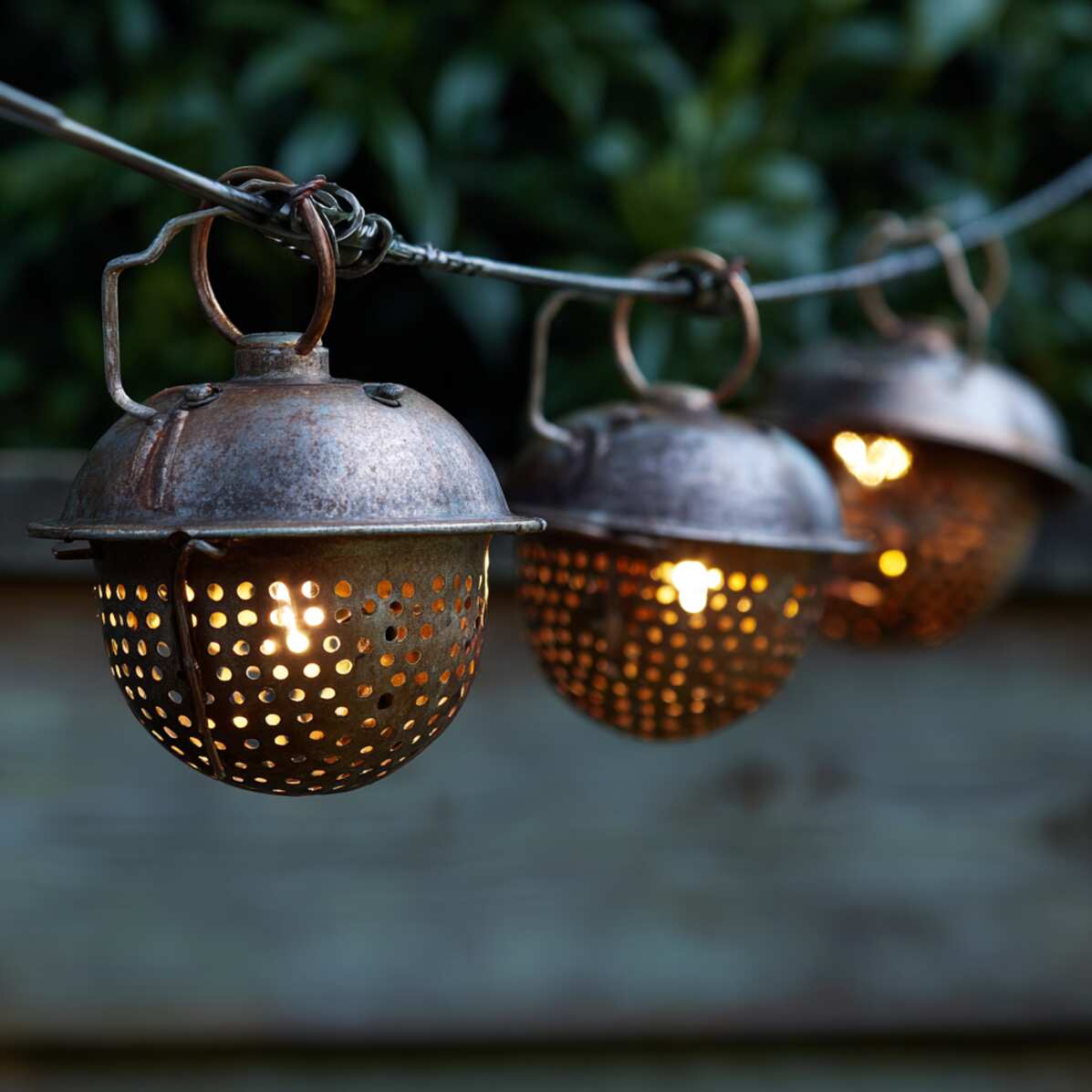 Upcycled Metal Colander Lights