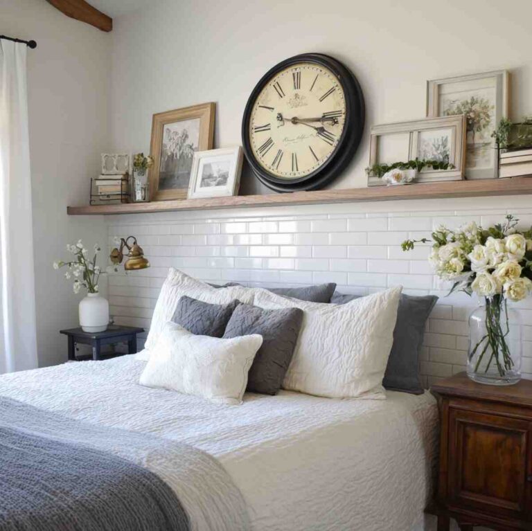 23 Floating Shelf Styling Ideas Above Bed That Transform Your Room ...