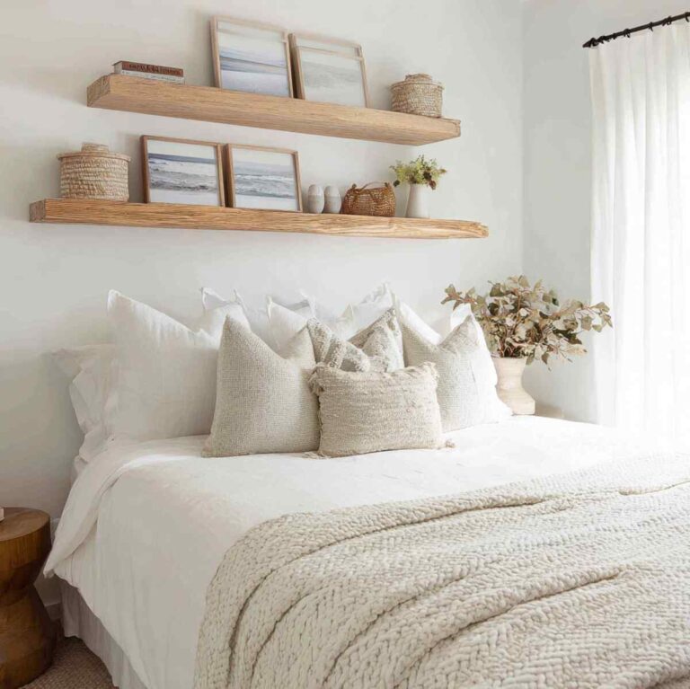 23 Floating Shelf Styling Ideas Above Bed That Transform Your Room ...