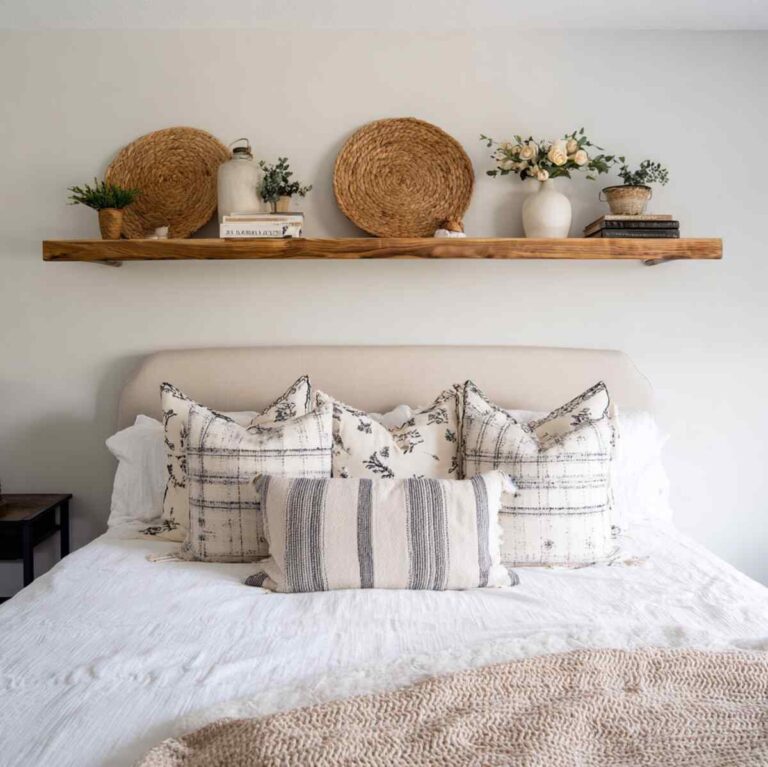 23 Floating Shelf Styling Ideas Above Bed That Transform Your Room ...