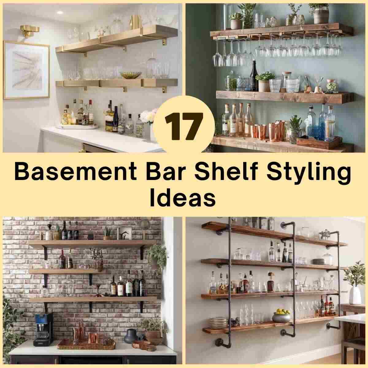 Basement Bar Shelf Styling Ideas