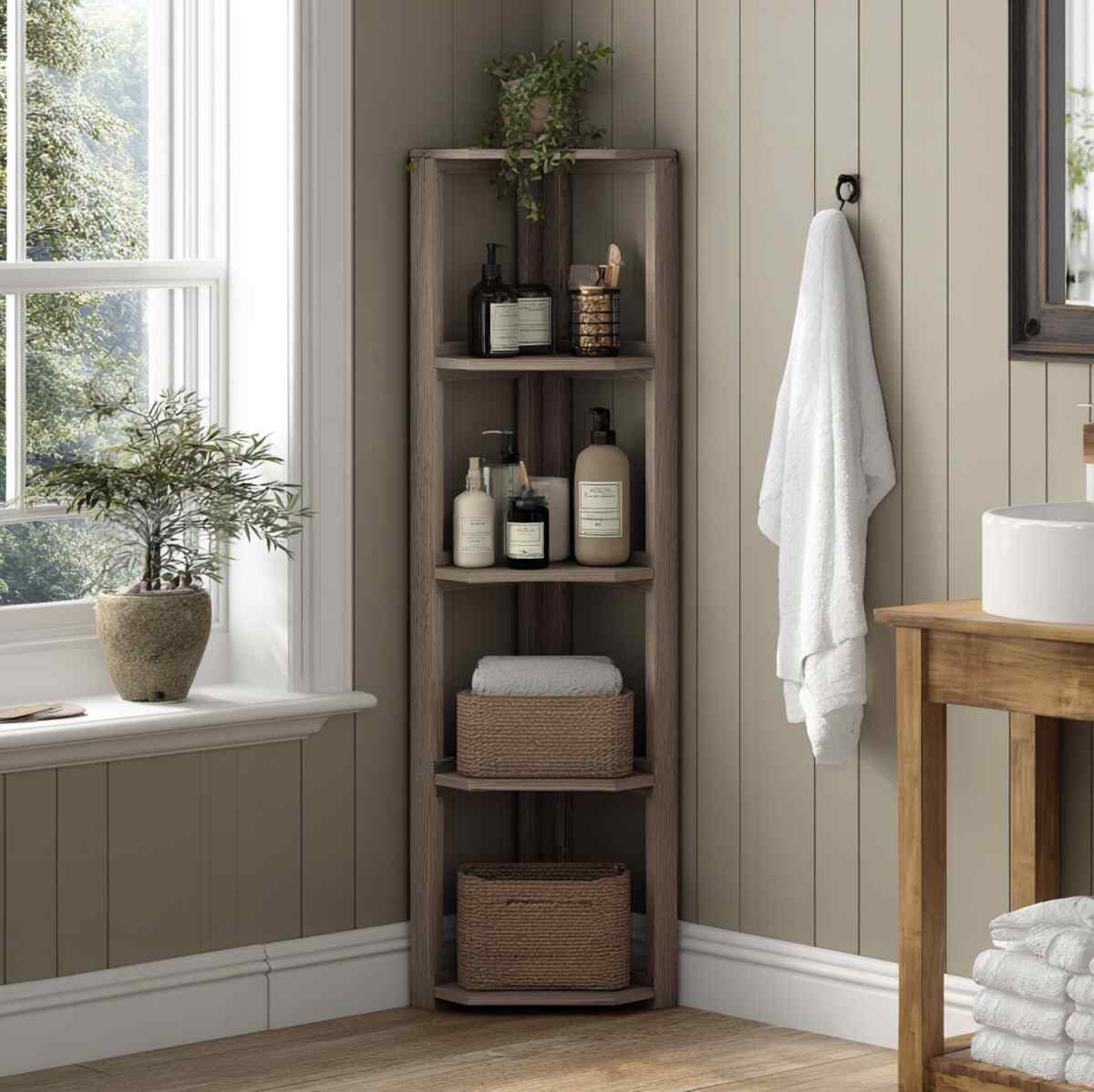 20 Smart Corner Storage Tower Ideas for Bathrooms That Save Serious Space