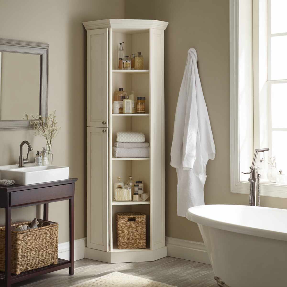 20 Smart Corner Storage Tower Ideas for Bathrooms That Save Serious Space